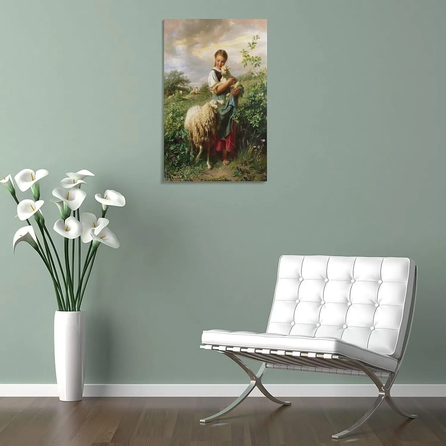 YJIIOXXZ Johann Baptist Hofner The Little Shepherdess Painting Poster Canvas Wall Art Posters For Room Aesthetic And Decor Pictures For Living Room Bedroom Decor 24x36inch(60x90cm)