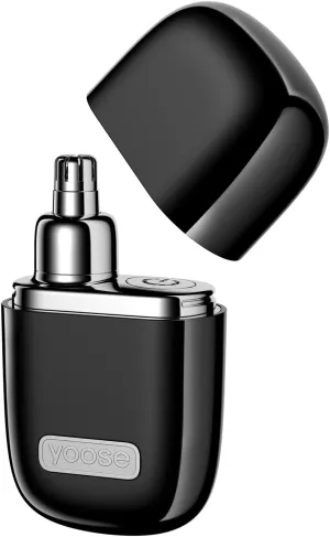 yoose Alloy Nose Hair Trimmer, Portable Nose Hair Trimmer for Men Women, Rechargeable, Washable Nose Trimmer, Detachable Head, Easy to Clean, Travel Size, Dual Edged Blades, Painless Trimming, Black
