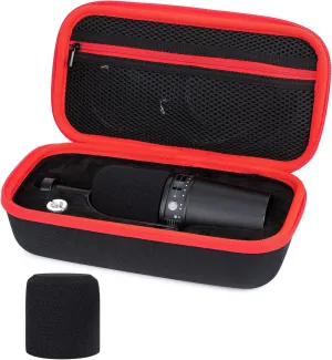 YOUSHARES MV7 Microphone Case Bag with Mic Cover Foam - Mic Case Hard Carring Case with Windshield Compatible with Shure MV7 USB Condenser Microphone