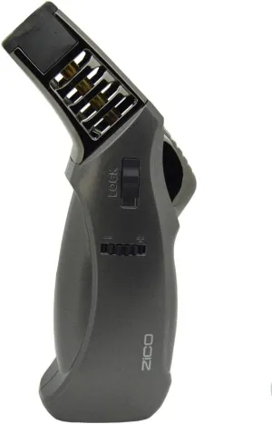 Zico Original Refillable Butane Smooth Metallic Adjustable Torch Gun Flame Lighter (Gray)