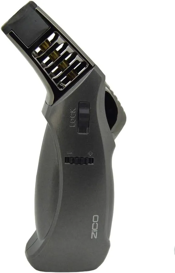 Zico Original Refillable Butane Smooth Metallic Adjustable Torch Gun Flame Lighter (Gray)