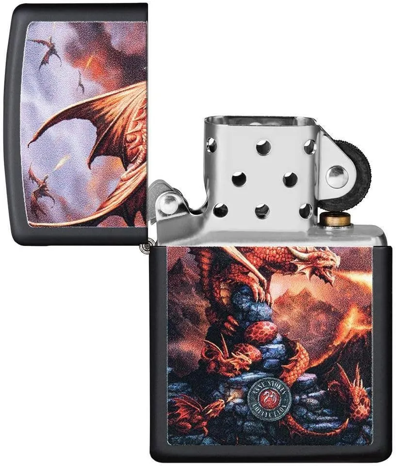 Zippo Anne Stokes Fire Breathing Dragon Black Matte Pocket Lighter