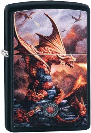 Zippo Anne Stokes Fire Breathing Dragon Black Matte Pocket Lighter
