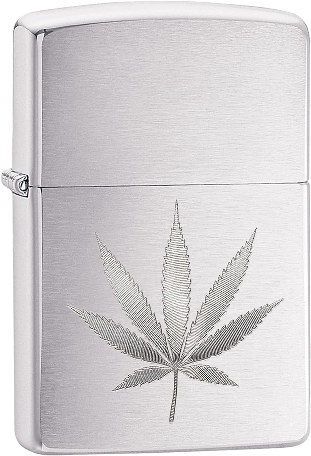 Zippo Brushed Chrome Marijuana Leaf Pocket Lighter (29587), One Size,High Polish Chrome