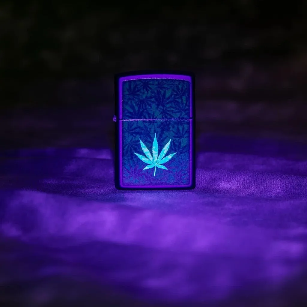 Zippo Cannabis Design Black Light Black Matte Pocket Lighter
