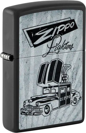 Zippo Car Design Black Matte Pocket Lighter