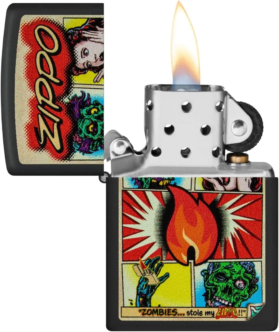 Zippo Comic Zombies Design Black Matte Pocket Lighter