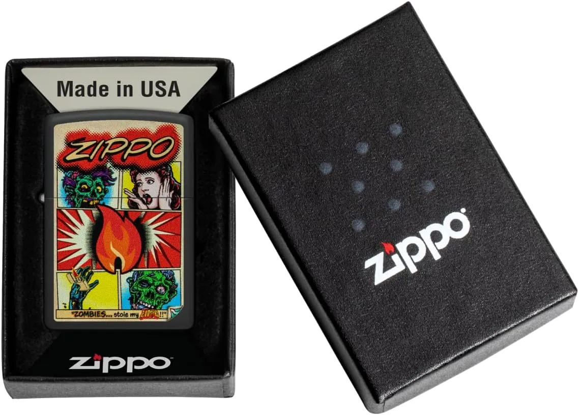 Zippo Comic Zombies Design Black Matte Pocket Lighter