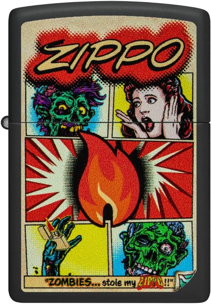 Zippo Comic Zombies Design Black Matte Pocket Lighter
