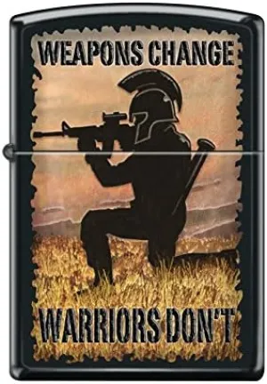 Zippo Custom Lighter Design Men in Medieval Knight Helmet with Weapons Change, Wariors Don’t Inscribed Windproof Collectible - Cool Cigarette Lighter Case Made in USA Limited Edition & Rare