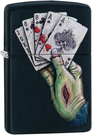 Zippo Dead Mans Hand Design Black Matte Pocket Lighter