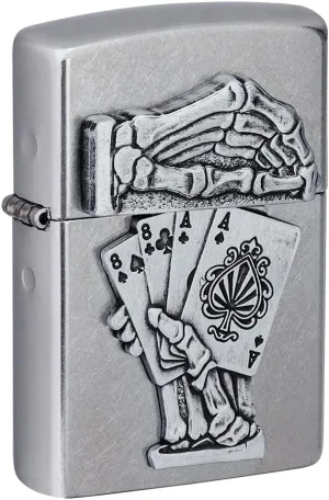 Zippo Dead Mans Hand Emblem Design Pocket Lighter