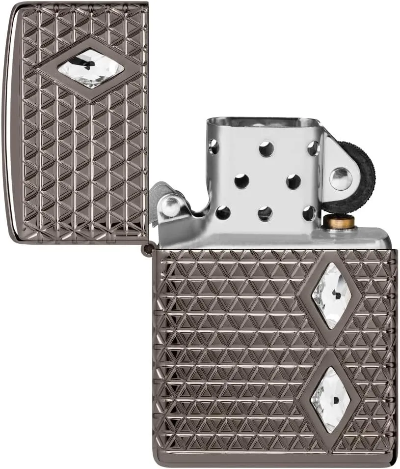 Zippo Diamond Pattern Design Armor Black Ice Pocket Lighter