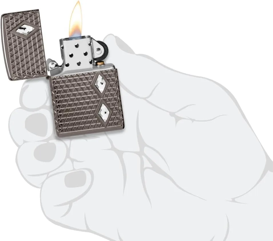 Zippo Diamond Pattern Design Armor Black Ice Pocket Lighter