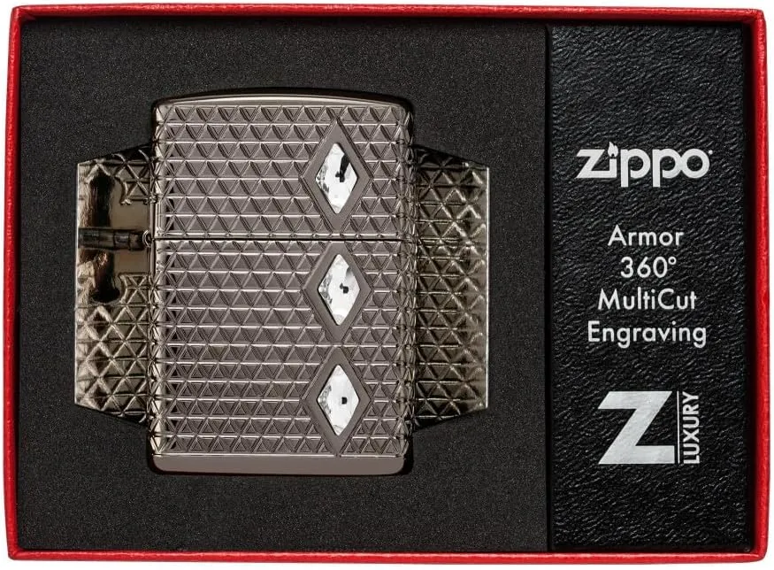 Zippo Diamond Pattern Design Armor Black Ice Pocket Lighter