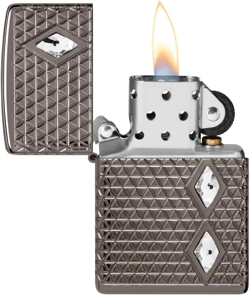 Zippo Diamond Pattern Design Armor Black Ice Pocket Lighter