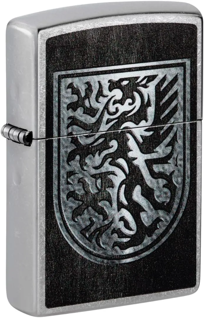 Zippo Dragon Shield Design Street Chrome Pocket Lighter