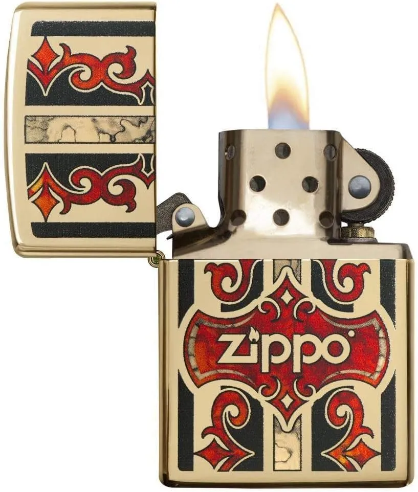 Zippo Fusion Logo High Polish Brass Pocket Lighter, One Size
