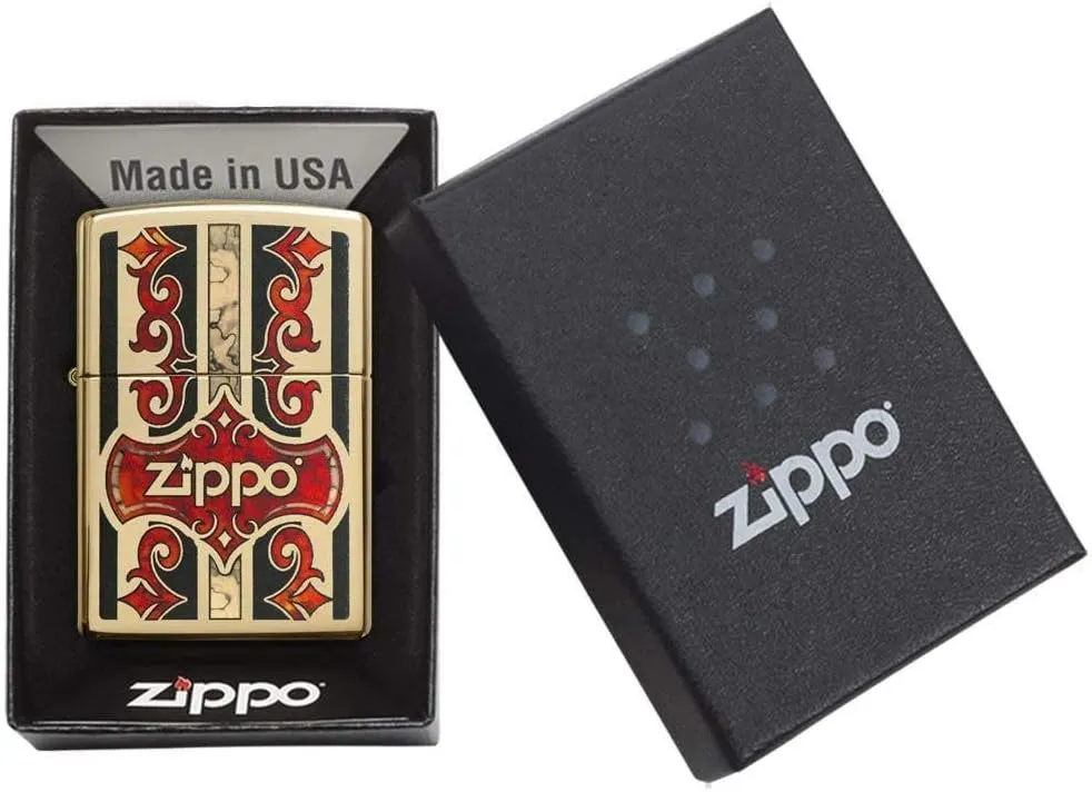 Zippo Fusion Logo High Polish Brass Pocket Lighter, One Size