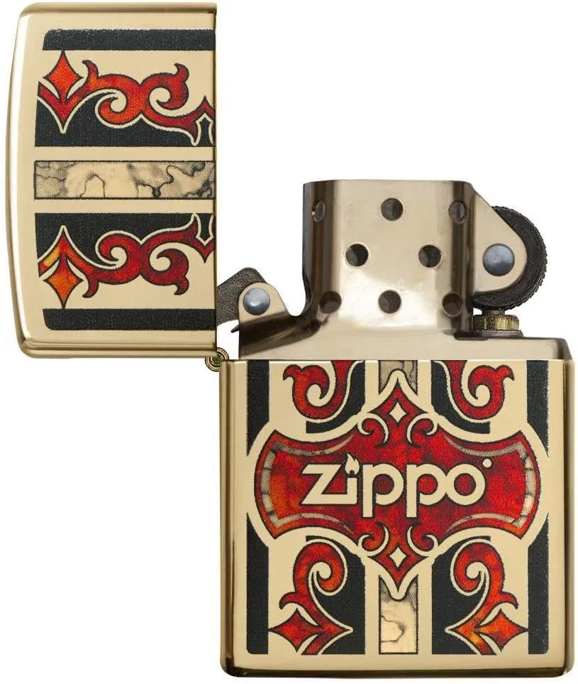 Zippo Fusion Logo High Polish Brass Pocket Lighter, One Size