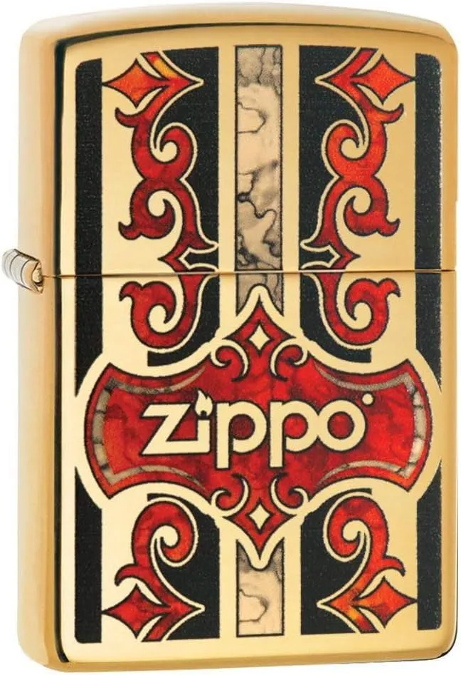 Zippo Fusion Logo High Polish Brass Pocket Lighter, One Size