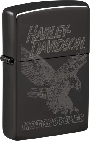 Zippo Harley-Davidson Laser Fancy Fill High Polish Black Pocket Lighter
