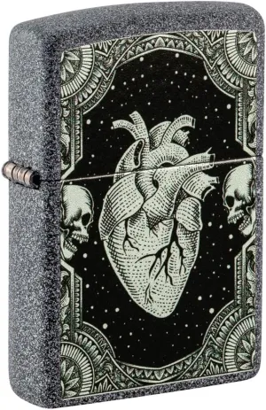 Zippo Heart Design Iron Stone Pocket Lighter