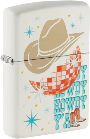 Zippo Howdy Cowboy White Matte Pocket Lighter