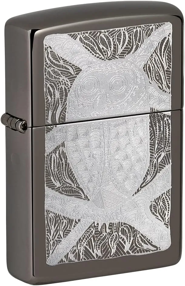 Zippo John Smith Gumbula Owl Design Black Ice Pocket Lighter
