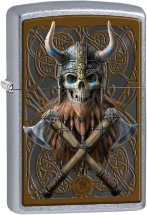 Zippo Lighter: Anne Stokes Viking Warrior Skull - Street Chrome 80886