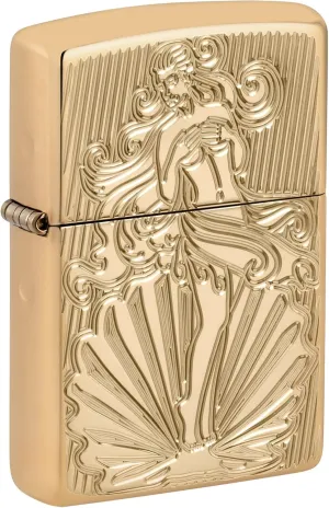Zippo Lighter: Aphrodite, The Goddess of Love, Armor Deep Carved - High Polish Brass 81493