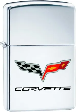 Zippo Lighter: Chevy Corvette Logo - High Polish Chrome 76485