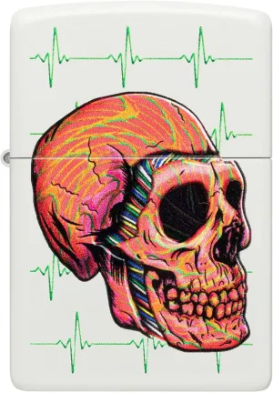 Zippo Lighter Cyber Skull, Windproof, Custom Designed, Stainless Steel Body