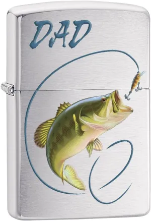 Zippo Lighter: Dad, Bass Fishing - Brushed Chrome 78657