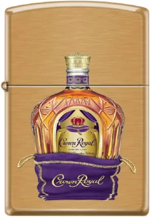 Zippo Lighter -for Crown Royal Purple Bag Bottle Brushed Brass Windproof Lighter #Z5349