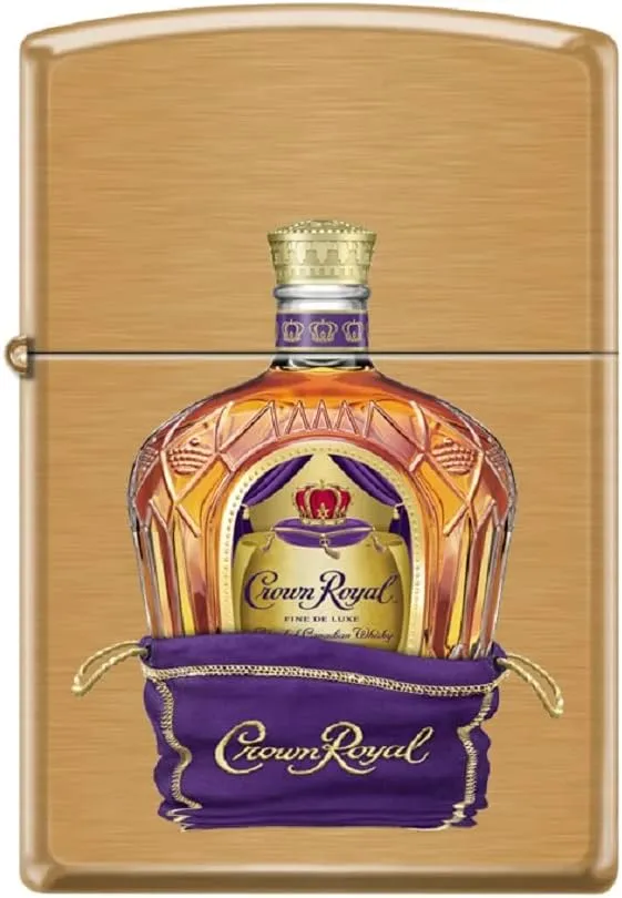 Zippo Lighter -for Crown Royal Purple Bag Bottle Brushed Brass Windproof Lighter #Z5349