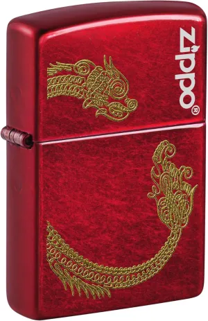 Zippo Lighter: Golden Dragon - Candy Apple Red 81633