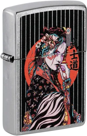 Zippo Lighter: Japanese Geisha Girl - Street Chrome 81417