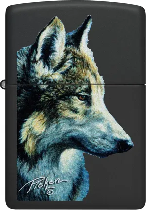 Zippo Lighter Linda Pickens Wolf, Windproof, Custom Designed, Stainless Steel Body