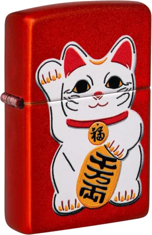 Zippo Lighter: Lucky Cat - Metallic Red 46054
