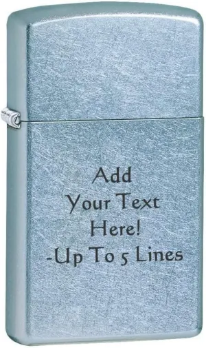 Zippo Lighter - Personalized Customize Message Engrave on Slim Size Windproof Lighter (Street Chrome #1607)