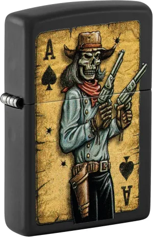 Zippo Lighter: Skull Gunslinger - Black Matte 81433