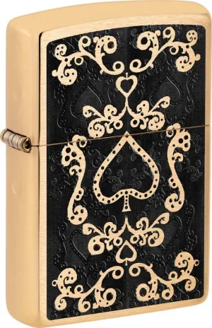 Zippo Lighter: Spade Design - Brushed Brass 81367