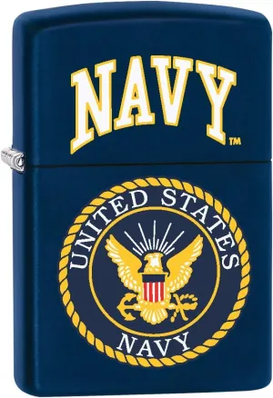 Zippo Lighter: United States Navy Logo - Navy Matte 76926