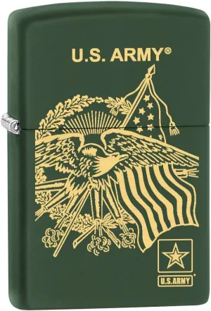 Zippo Lighter: U.S. Army, Eagle and Flag - Green Matte 77658