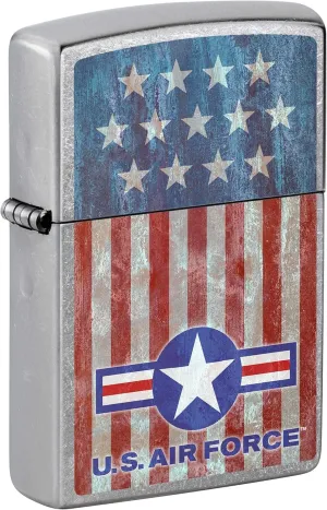 Zippo Lighter, USAF U.S. Air Force Logo on Flag - Street Chrome 81043