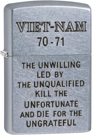 Zippo Lighter: Vietnam Trench Art, Unwilling - Street Chrome 80781