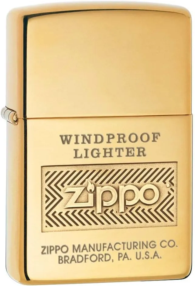 Zippo Lighter: Zippo Windproof Logo, Engraved - High Polish Brass 81165