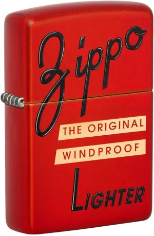 Zippo Red Box Top Design Metallic Red Pocket Lighter