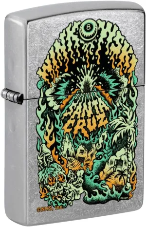Zippo Santa Cruz Volcano Design Street Chrome Pocket Lighter